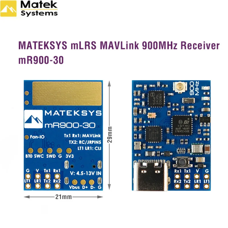 Kit module TX mLRS 2.4GHz 30dBm installé sur un drone, prêt à l'emploi