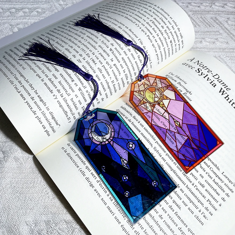 2pcs Creative Sun and Moon Acrylic Bookmarks Book Lovers Collection Reading Marker Gifts Stationery
