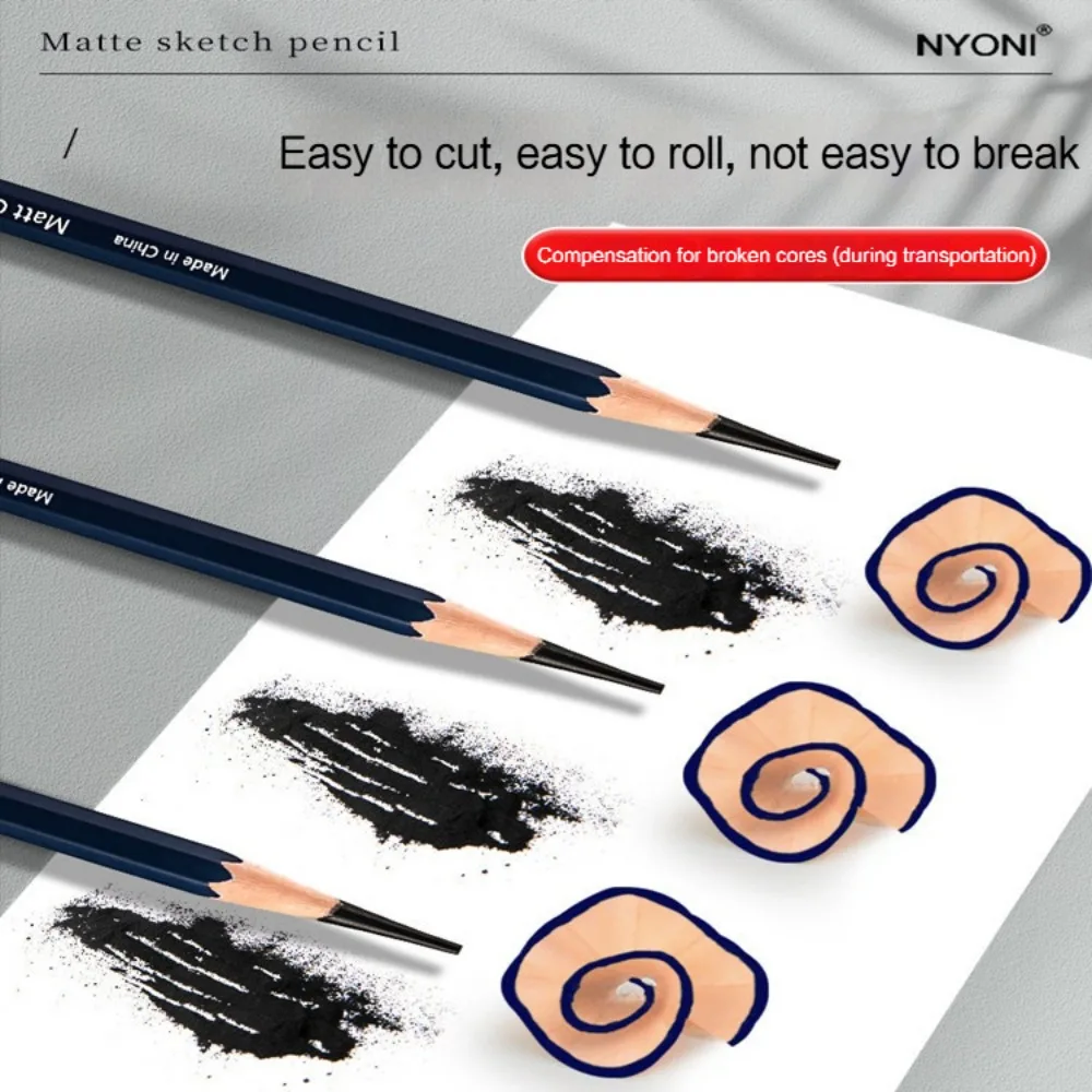 NYONI Professional HB 2B 4B 6B 8B 12B Sketch Drawing Graphite Charcoal Pencils Set Drawing Sketching Shading for Artist Beginner