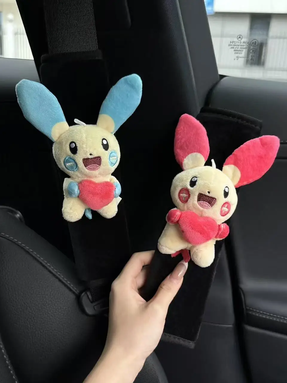 자동차 안전벨트용 부드러운 어깨 벨트 커버, 질식 방지, 귀여운 유니버설 사계절 여성용 스타일 자동차 액세서리
