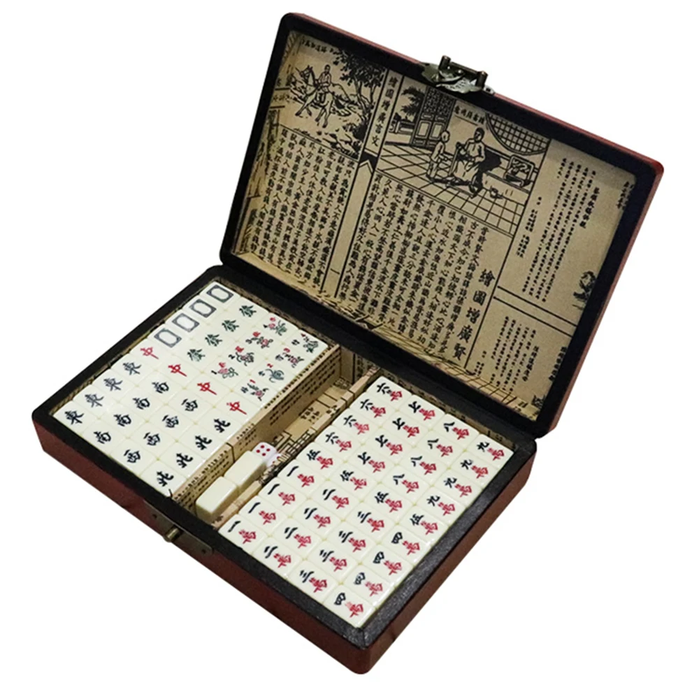 WXLYJXUE Set De Mahjong Chino Mahjong Juego Mah Jong 144 Azulejos Hogar