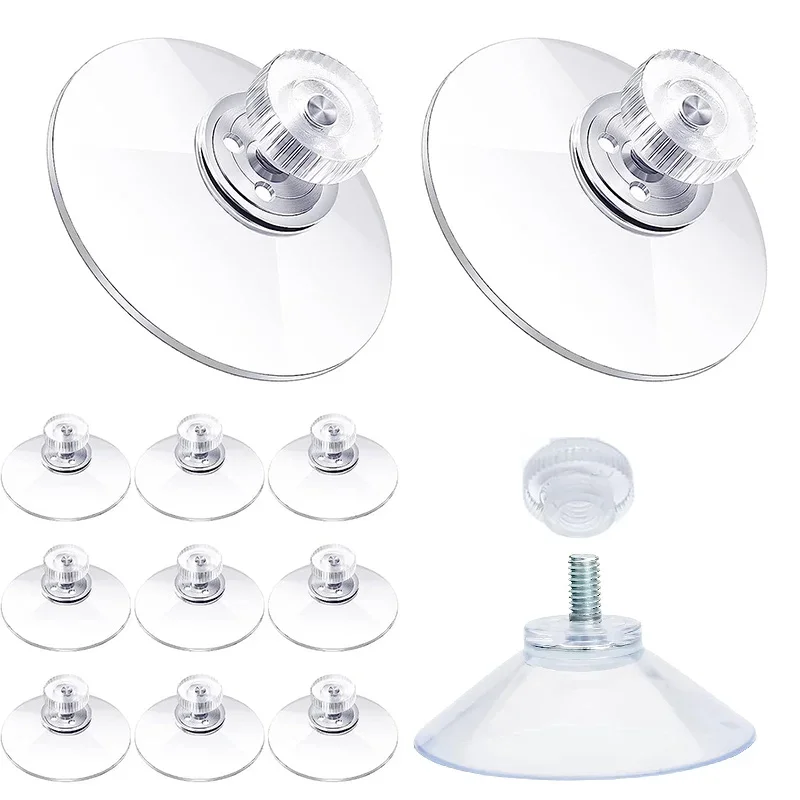 Clear Suction Cup Hooks with Screw Nuts - Strong Adhesive Holders