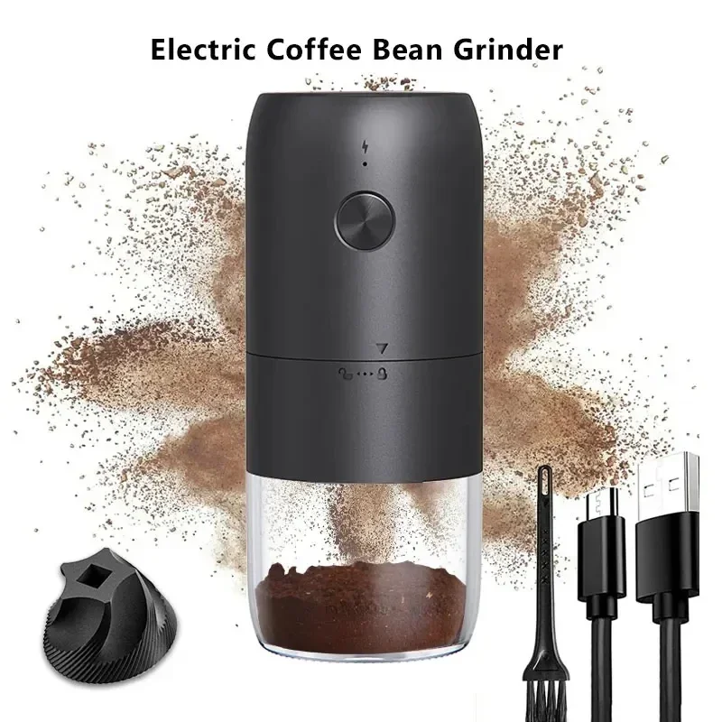New Electric Coffee Grinder USB Type-C Charging Portable Nuts Grains Pepper Coffee Bean Grinder Home Travel Black grinder 2