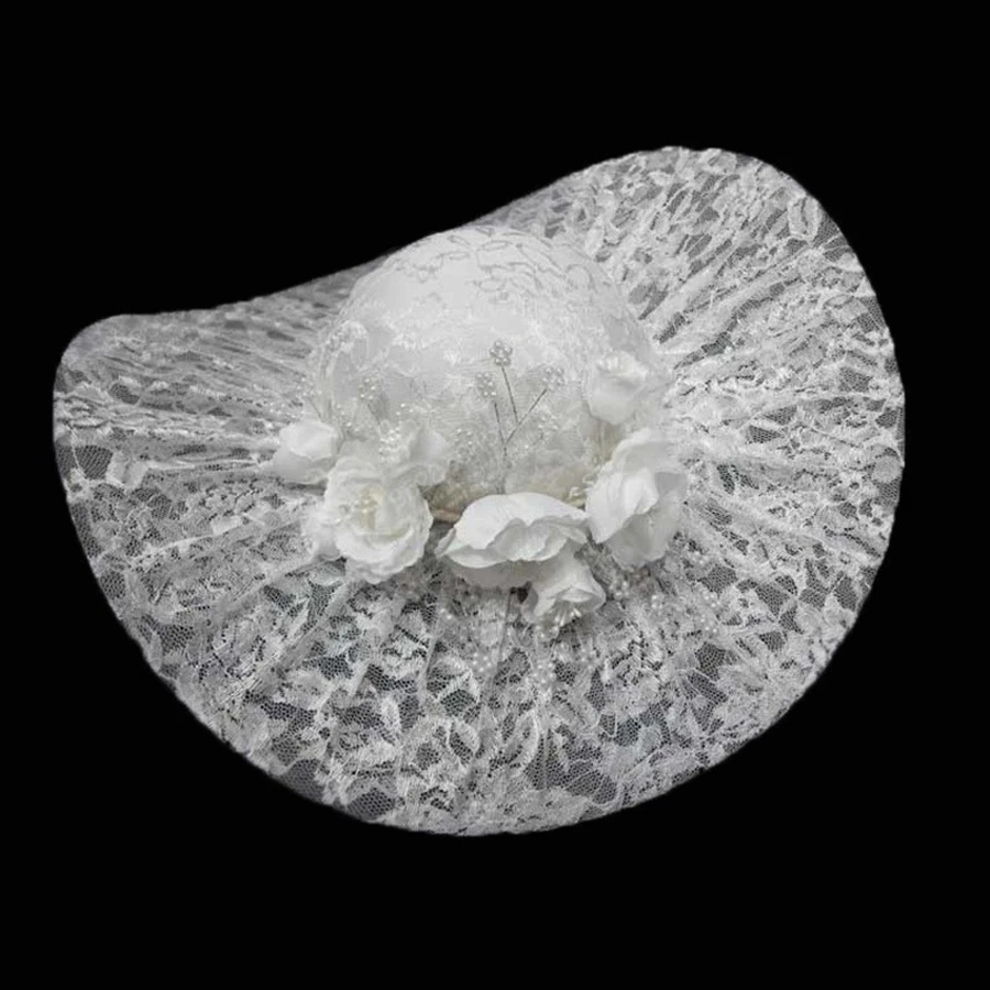 Hair Accessories Bridal Hair Accessories Lace Bridal Hats Lace tocado novia Wedding Hats Veil For Bride Wedding Accessories Bridal headwear
