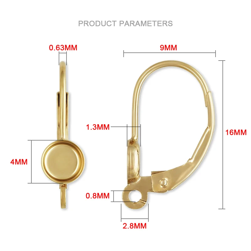14K Gold Filled 4,0mm Lünette Cup Leverback mit Ringkomponenten Gold Ohrdraht für Schmuckherstellung DIY Ohrringe Zubehör Verschluss – Detail 7