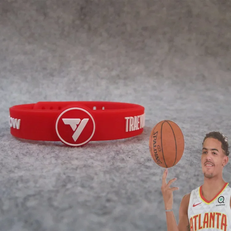 농구 팬을위한 조정 가능한 실리콘 팔찌 스포츠 팔찌 스타 플레이어 번호 11 Trae Young Eagle 팀 팬 쥬얼리