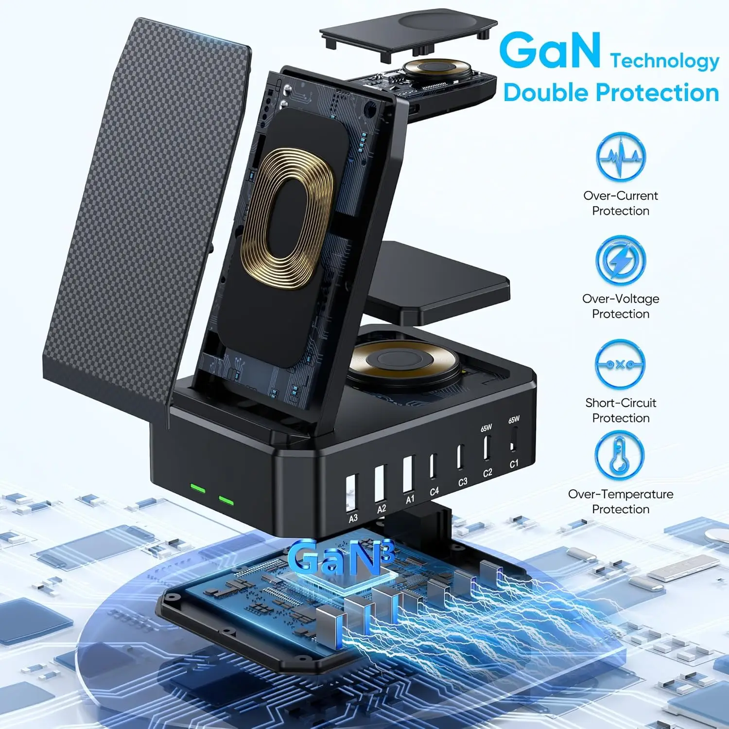 300W GaN III USB-C 65W PD Fast Charging Station, 10-in-1 Wireless Charger Dock for iPhone, MacBook, iWatch & Airpods 5