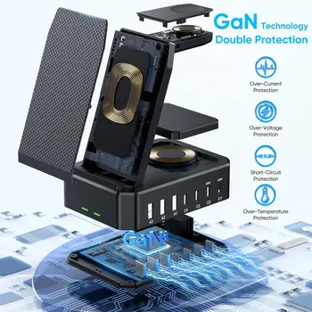 300W GaN III USB-C 65W PD Fast Charging Station, 10-in-1 Wireless Charger Dock for iPhone, MacBook, iWatch & Airpods 5