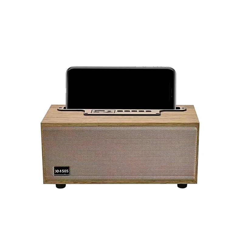 Portable Retro Wooden Wireless Speaker Desktop TWS Subwoofer Sound Bar For IPhone For IPad Saamsung Huawei FM Radio TF Card