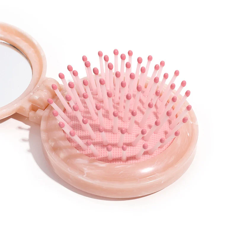 Hair Care Styling Tools Accessories Massage Marble Pattern Hairdressing Supplies Portable Makeup Comb Hair Brushes With Mirrors 3