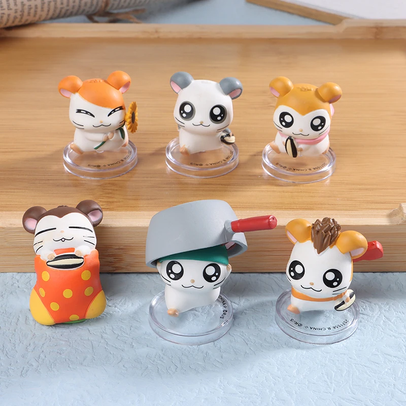 6pcs/set Anime Hamtaro Action Figurine Kawaii Hamster Hamtaro