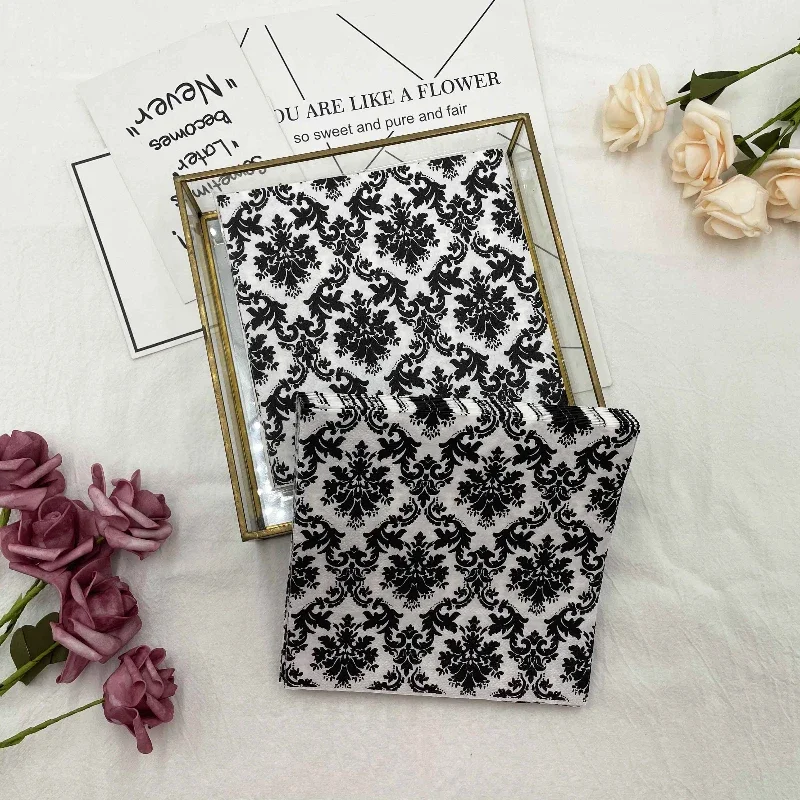 20pcs/Pac 33cm Black and White Printed Napkins Featured European Black Floral Square Folded Paper Napkins Party Flower Paper paper napkins