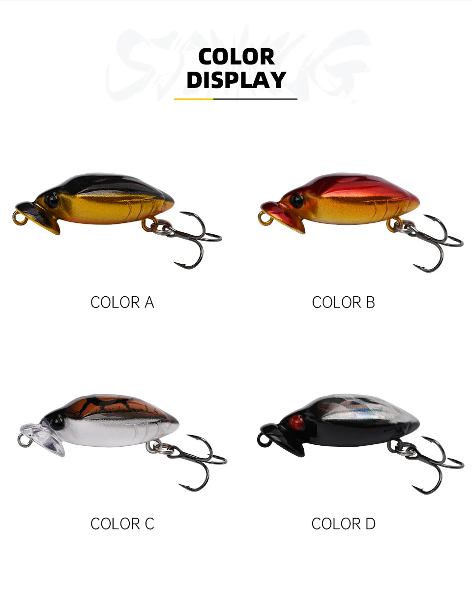 BLUX STINKBUG Insekten-Angelköder 31 mm 2,5 g BFS Topwater Crankbait Rolling Crank Süßwasser-Popper-Köder Creek Trout Tackle – Detail 8
