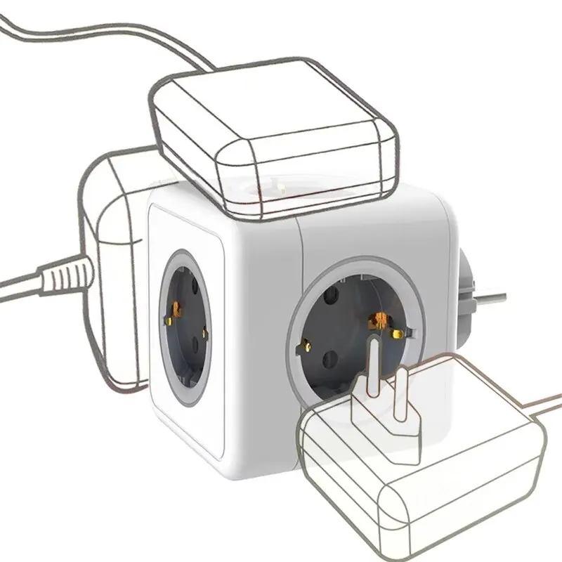 Multi EU Power Strip 5 AC Outlets 3680W Adapter For Home Office power strip