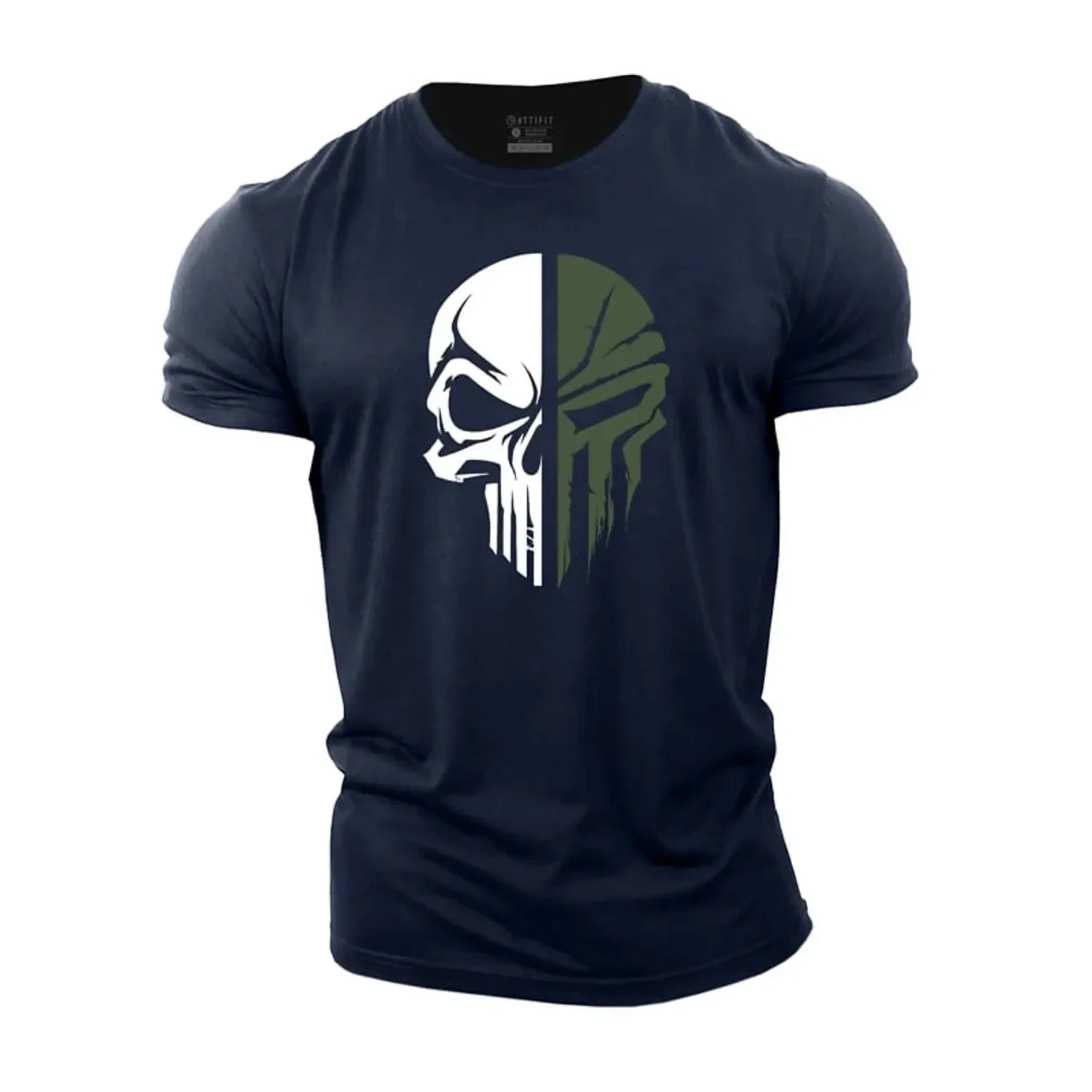 

Summer Military Skull Drop 3D Printed T-shirt Oversized Gym Short Sleeve Tracksuit Men's Blazer T-shirt