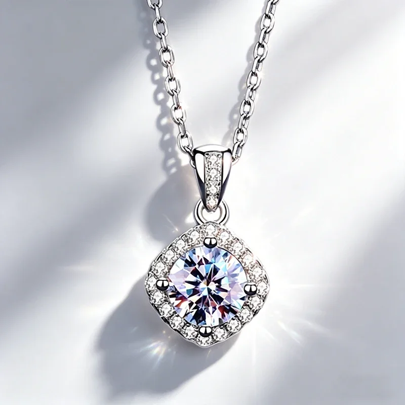 Luxuy D VVS Moissanite GRA 인증서가 있는 목걸이 스파클링 다이아몬드 순수한 돌 여성용 선물 여자친구 파티 기념일