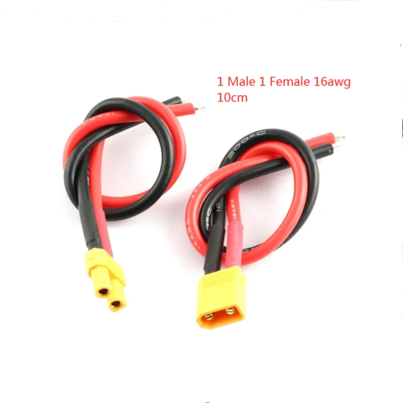 XT30 Pigtail-Stecker, männlicher und weiblicher Stecker mit 100 mm/150 mm 16 AWG verzinntem Drahtkabel für RC Lipo-Akku, FPV-Drohnenladegerät – Detail 2