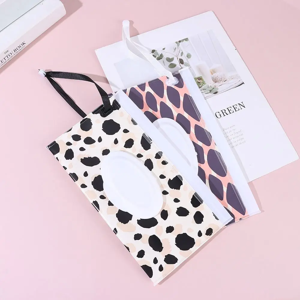 Leopard/Zebra Printing Style Wet Wipes Bag EVA Baby Wet Wipe Pouch Flip Cover Snap-Strap Tissue Box Reusable Useful Tissue Box 2