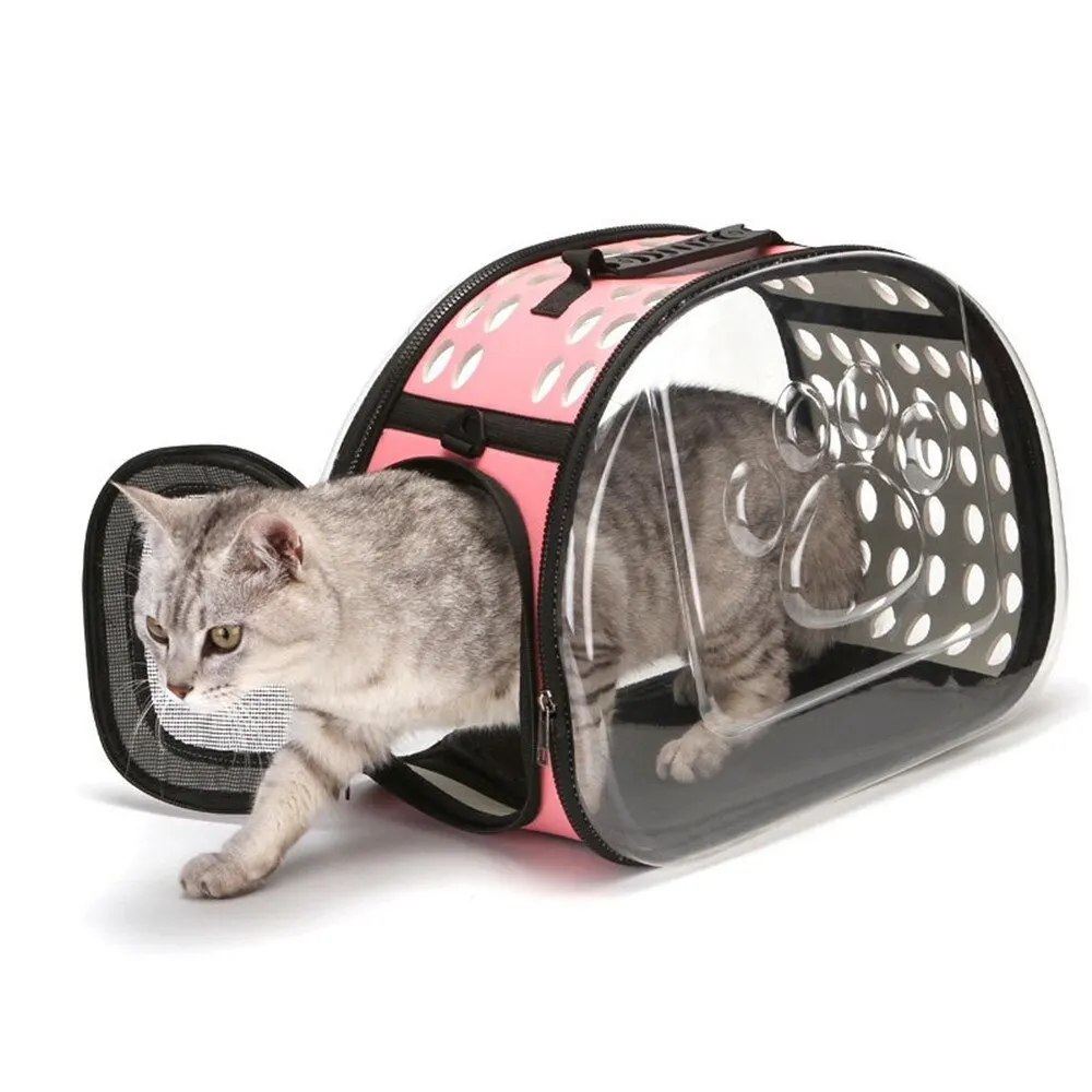 Cat Dog Carrier Portable Shoulder Bag Transportation Travel Breathable Pet Handbag Basket Backpack Tote Transparent Cage