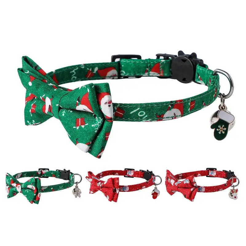 

Christmas Cat Collar Adjustable Pet Bowtie Small Dog Neckties Comfortable Cat Puppy Xmas Party Decorations Bowties pet supplies