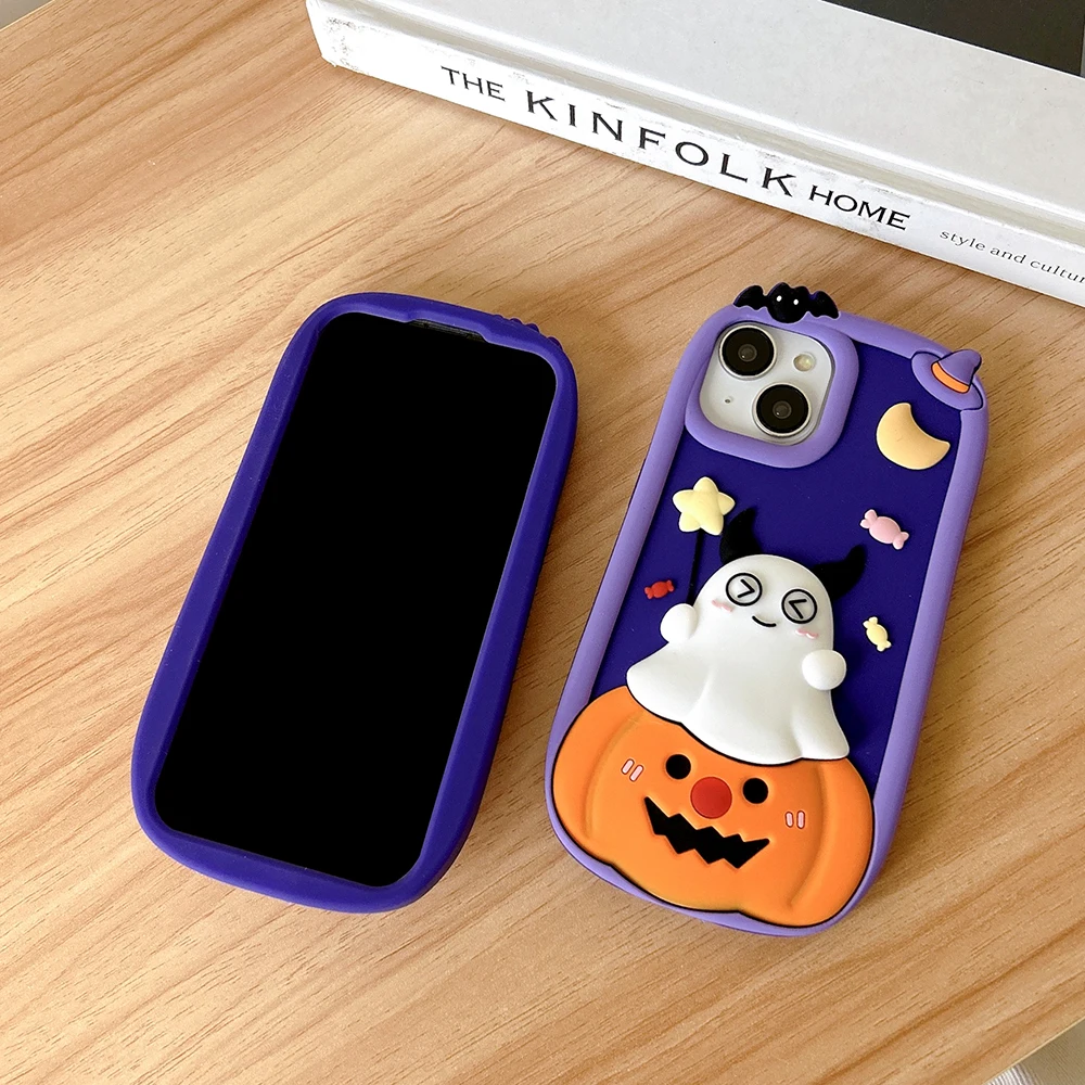 Halloween Pumpkin Ghost Soft Silicone Phone Case Cover