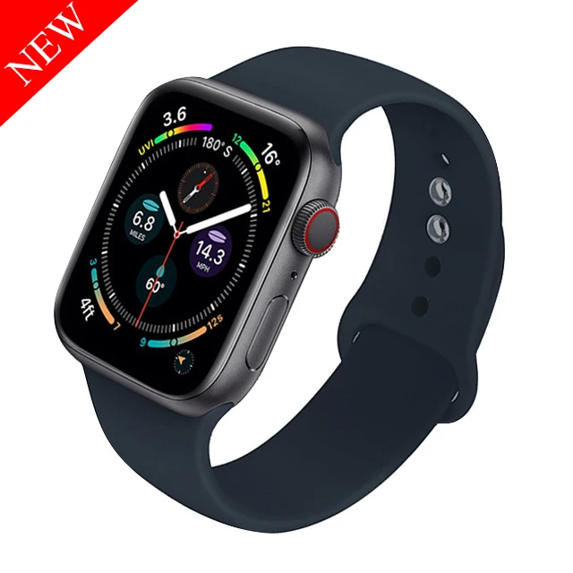 Silicone Strap For Apple Watch Band 44mm 40mm 41mm 38mm 45mm Smartwatch Rubber Sports Watchband Belt Bracelet iWatch 7 6 se 5 4 Midnight 82