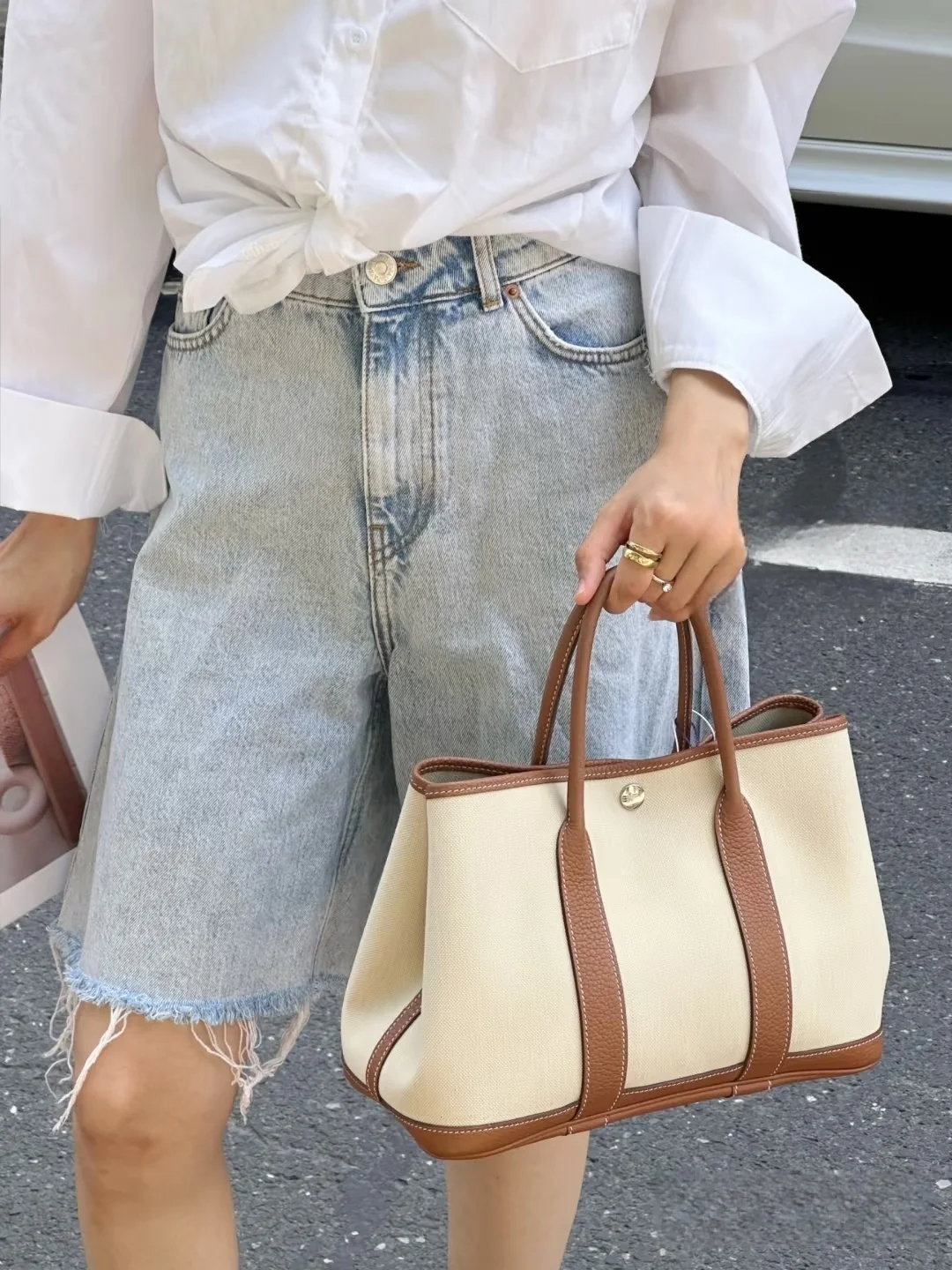 2025 New Women's Large Capaci Canvas Leather Garden Tote Bag Casual Sle Commuting Bag for Work Cuter Bag