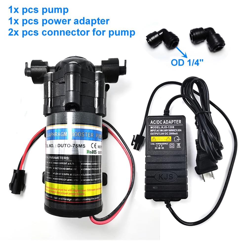 Booster Silent Mist Pump 24V DC 70PSI RO Water 75 Gallon Pump Or Power Supply for Garden Reptile Pet Misting Cooling System
