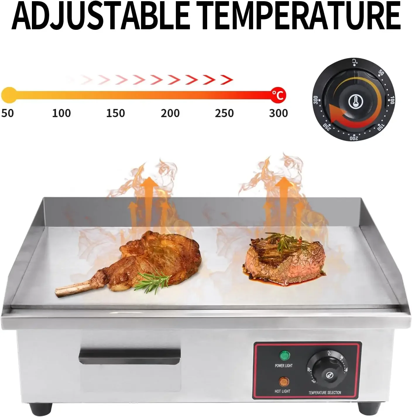 Electric Griddle, Electric Flat Top Grill, 3000W Countertop Griddle with Shovels and Brushes for Restaurant Kitchens 4