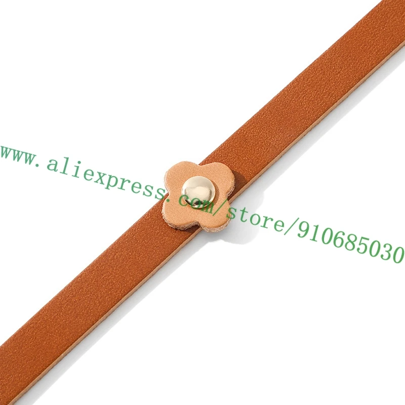 Flower Floral Studs Non-adjustable Leather Bag Strap For Designer Women Handbag Lady Small Pochette Shoulder Carry Belt 5 Color