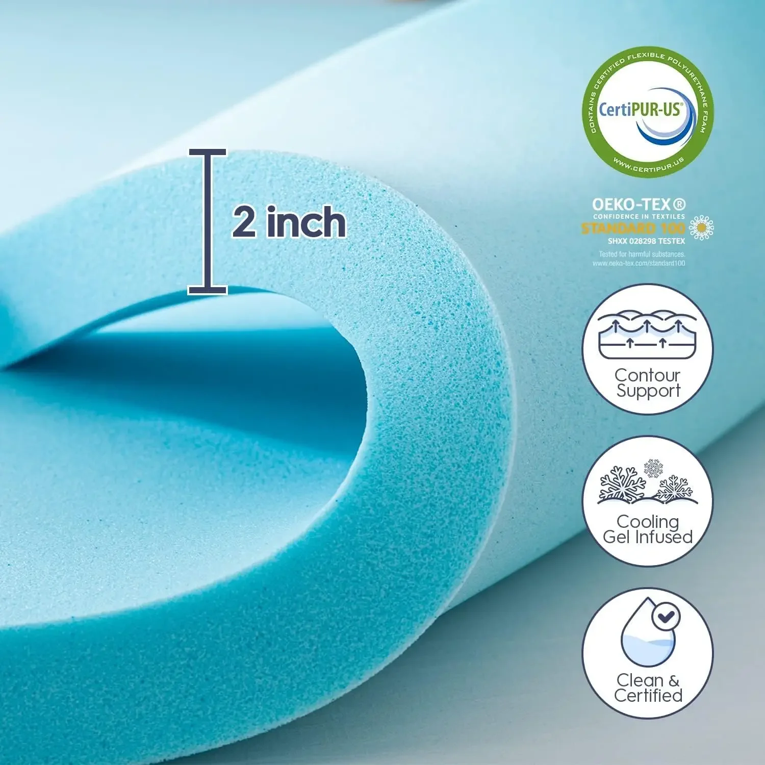ELEMUSE Dual Layer 3 Inch Memory Foam Mattress Topper Queen Size, 2 Inch Cooling Gel Memory Foam Plus 1 Inch Down Alternativ 4