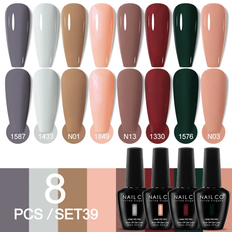 Deluxe 8-Piece Gel Nail Polish Set for Professional DIY Manicures