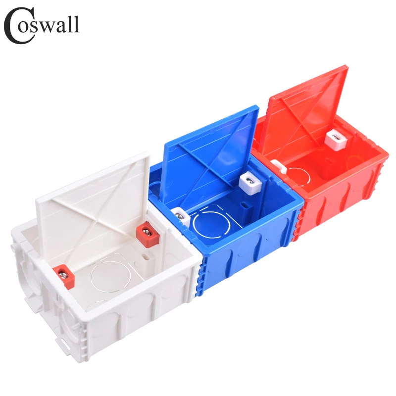 COSWALL 86*86mm Internal Mounting Box With Wall Blank Panel Blind Cover Dustproof Distinguish Between Weak and Strong Current