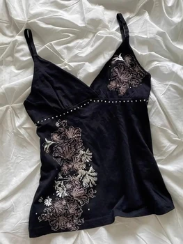New style elegant style slim fit slimming floral retro printed chest strap cross-border sleeveless vest 1