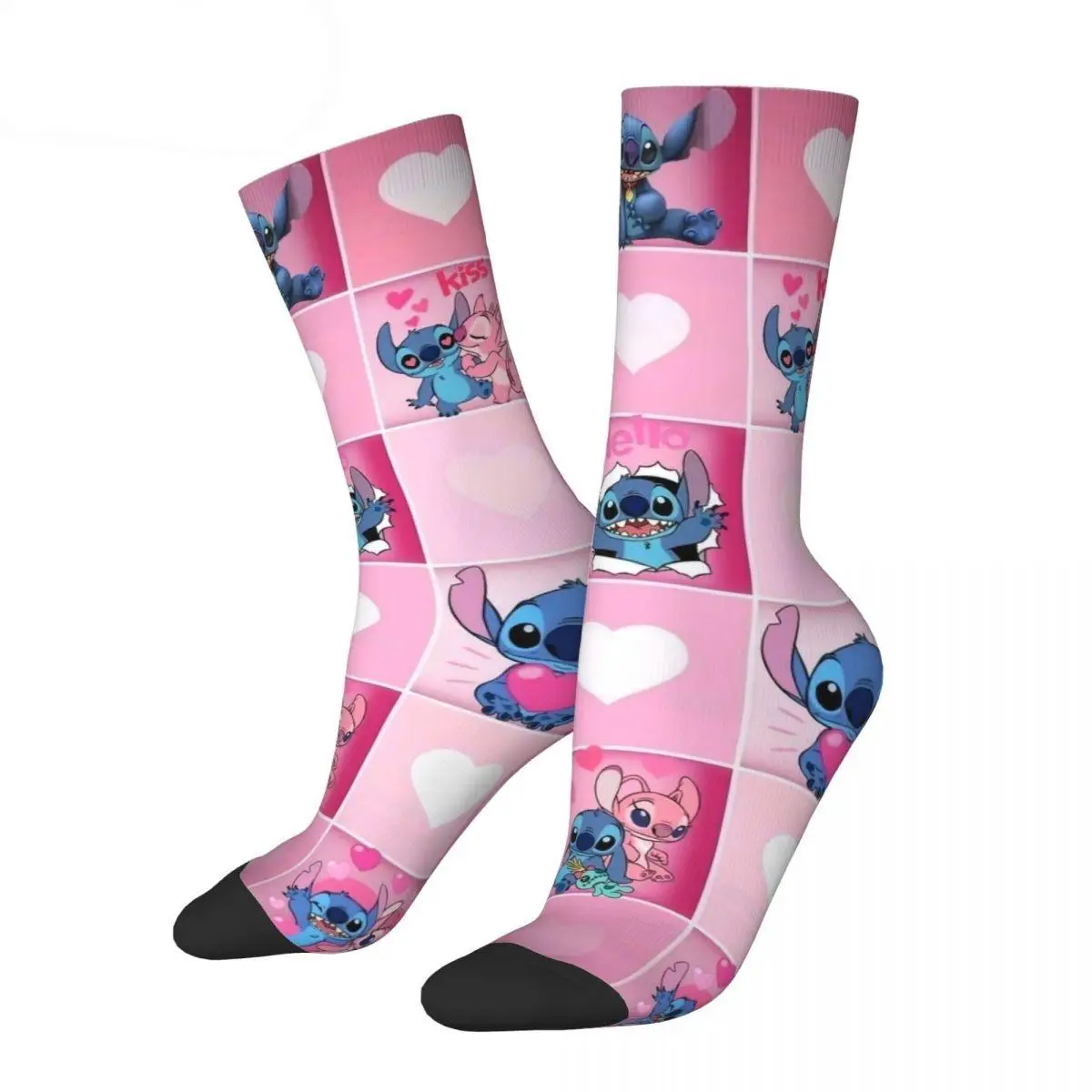 Pink Lilo And Stitch Socks Men\'s Women\'s New Cartoon Socks Hip Hop Spring Summer Autumn Winter Middle Tube Stockings Gift