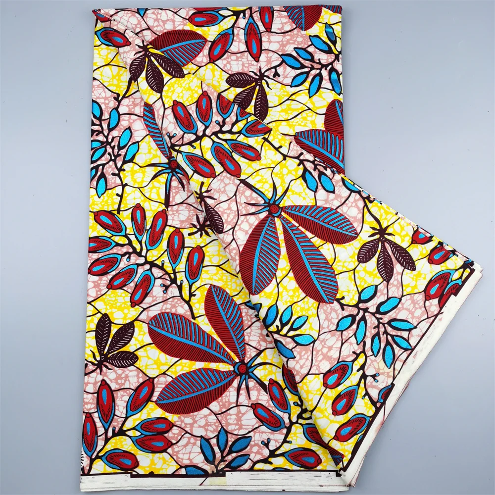 African Grand Wax Fabric Ankara Wax Fabric Prints Fabric Hollandais Shine Print Wax Pagne Africa Dress for Women 100% Cotton - 4