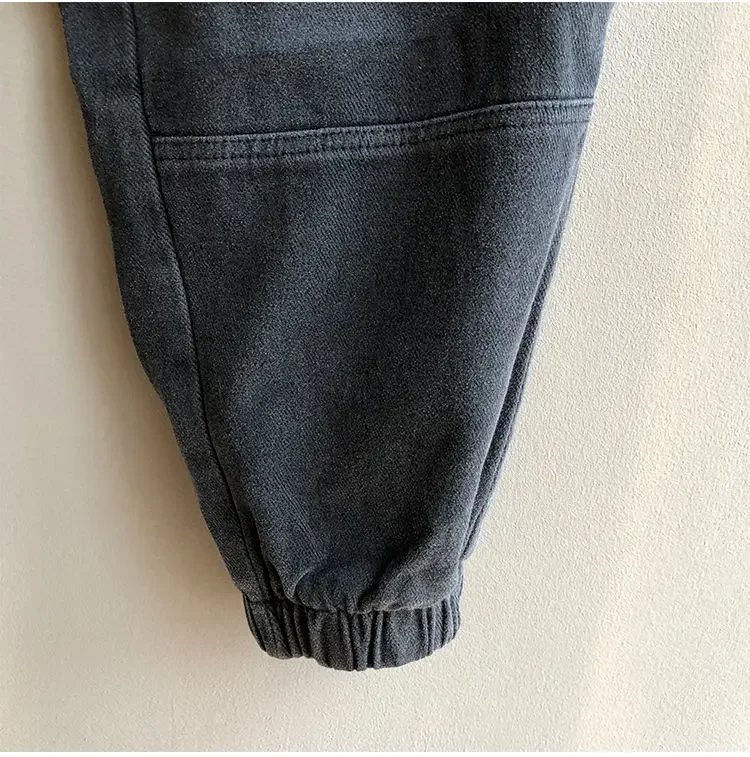 Description Picture 5 of itemIdopy Men`s Hip Hop Harem Pants Drawstring Elastic Waist Denim Tapered Joggers Jogging Pants For Male