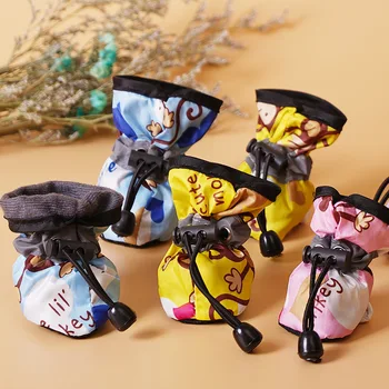 실내 미끄럼 방지 무소음 강아지 신발, 부드러운 밑창 강아지 신발, 따뜻한 강아지 신발, 강아지 부츠 신발, 겨울, 세트당 4 개