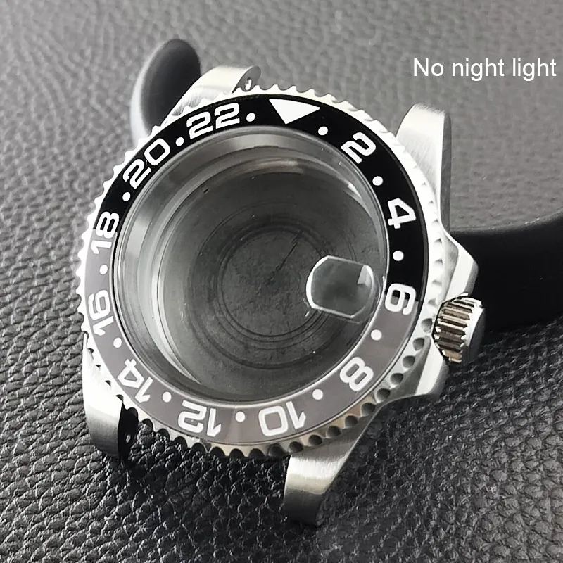40MM Sapphire Glass GMT Bidirectional Rotation Watch Case with Accessories