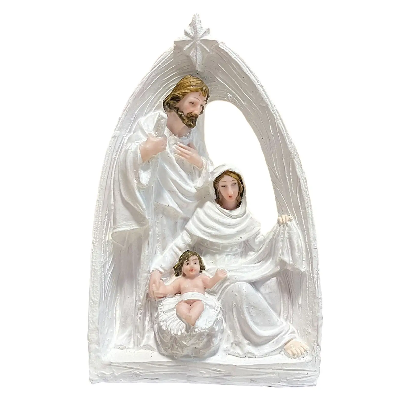 Nativity Scene Statue, Holy Family Figurine, Art Crafts Resin Nativity Scene Figurines, Advent Catholic Figurine, for Mantel images - 6