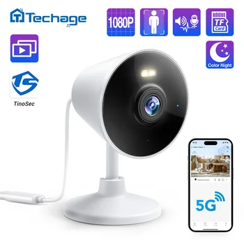 Techage 2MP HD 1080P Wireless IP Camera Mini Home WiFi Security Camera Two way Audio Indoor Human Detection Support Alexa 1
