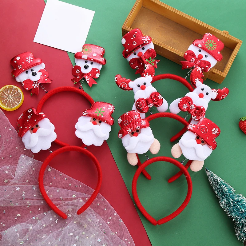 Christmas Headbands Santa Tree Elk Hairband Christmas Decorations Headwear New Year Xmas Noel Party Favors Supply Kids Gift