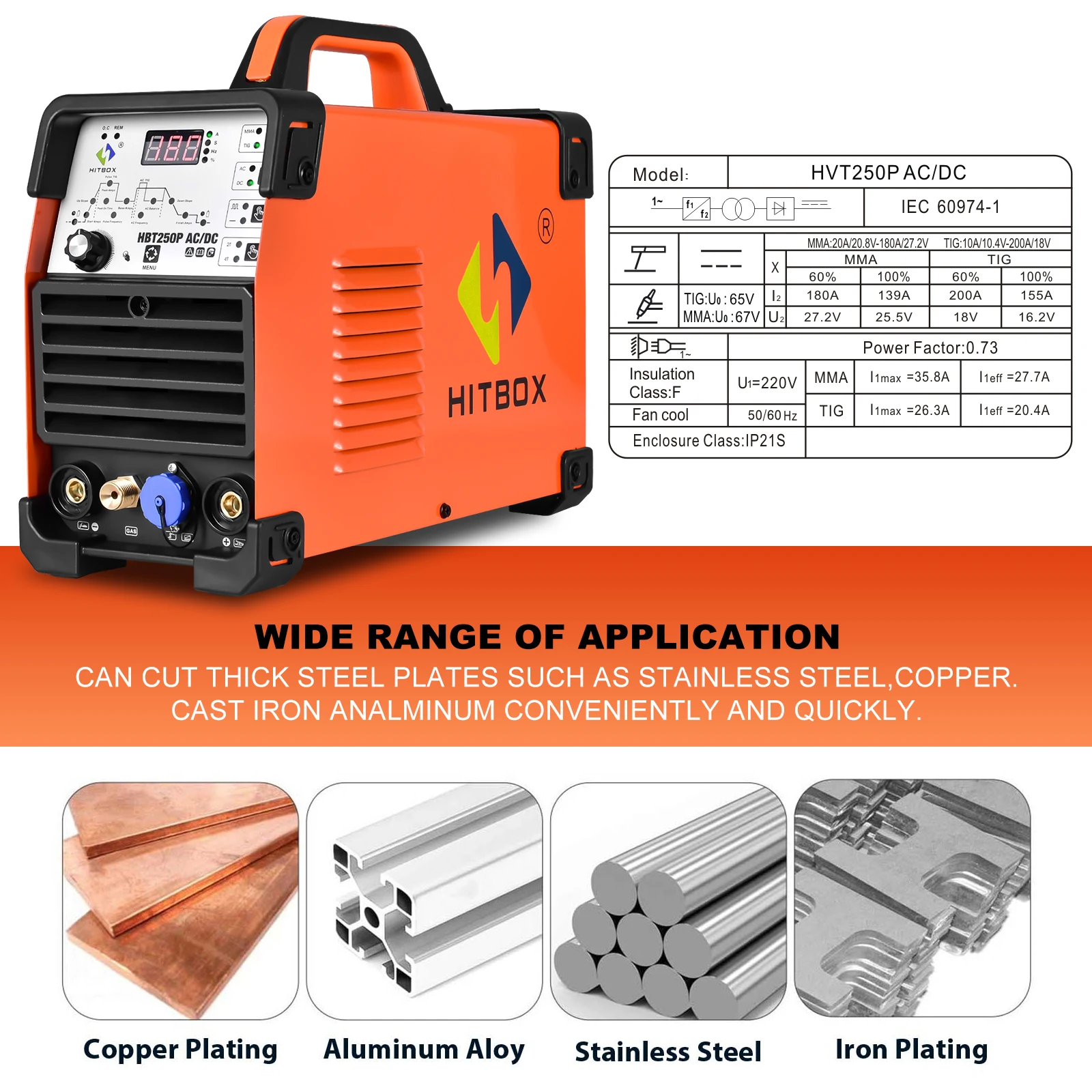 HITBOX 4-in-1 AC/DC Tig Welding Machine HBT250P AC pulse argon Aluminum Welder Digital Control Gas Stainless Pulse Welder 2T/4T 5