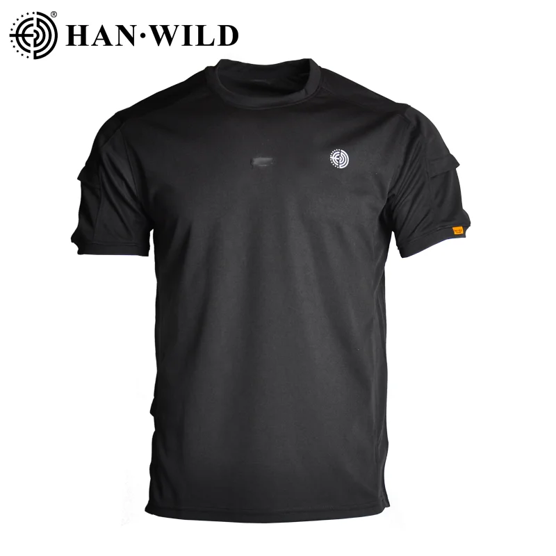 Sport T Shirt HAN WILD Summer T-shirt Combat Short Sleeves Men Tactical Tee Shirt Hiking Top Tees Quick Dry Shirt Climbing T-shirts Breathable