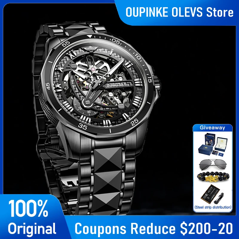 oro 8697) OLEVS Orologio da uomo in acciaio al tungsteno con specchio