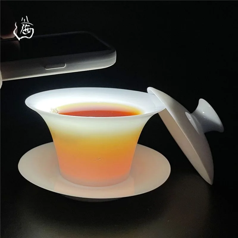 Chinese Teaset Gaiwan Tea Cups Tureen Lid Bowl Saucer Tea Brew White Porcelain Ceramic Kung Fu Bowl
