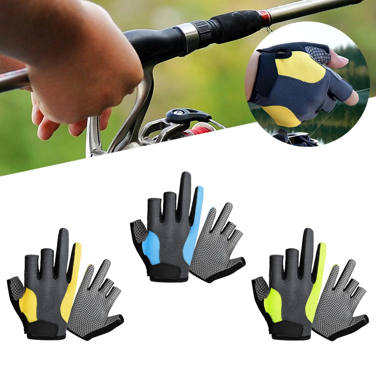 3 Cut Fingers Gloves Finger Protector for Kayaking Motorcycling Hiking 3 Cut Fingers Gloves Finger Protector for Kayaking Motorcycling Hiking