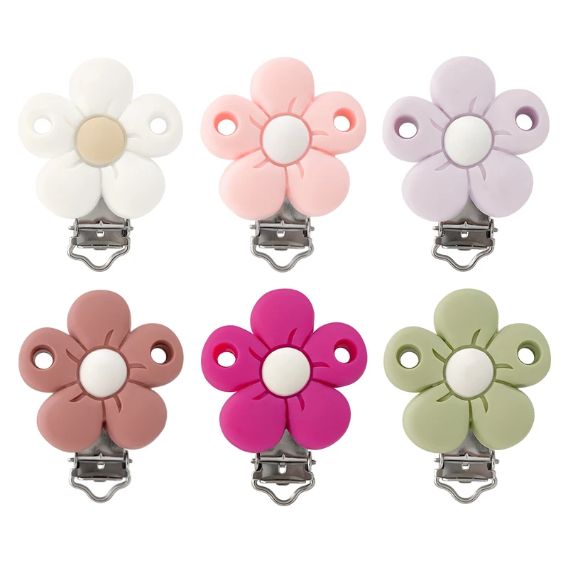Pacifier Clips 3/10pcs Flower Silicone for Baby