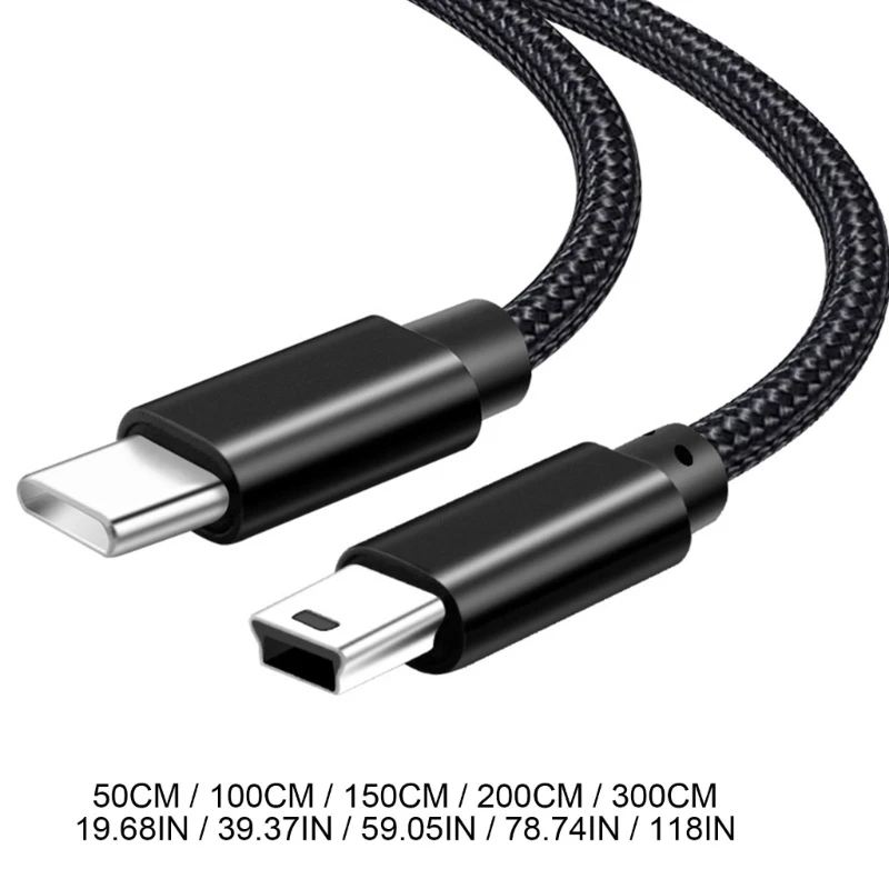 Versatile Type-C to Mini USB Charging and Data Cable