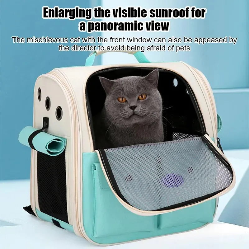 Ventilation Large Capacity Foldable Cat Carrier Backpack Adjustable Strap For Outdoor Travel
